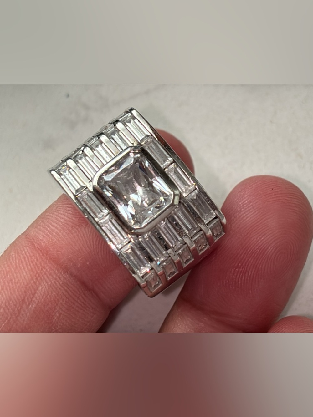 Jose Hess Sterling Silver Clear CZ Statement Ring - Women's Jewelry